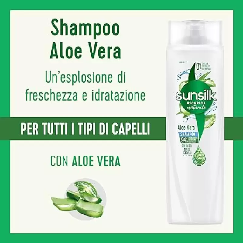 Sunsilk Sampon Natural Refill Aloe Vera pentru Toate Tipurile de Par 250 ml Bax 12 buc.